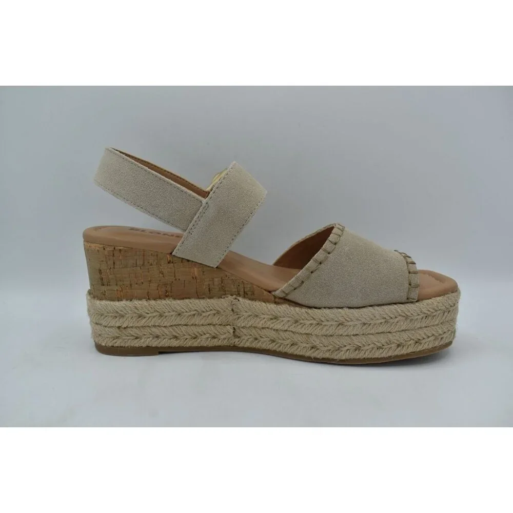 Blondo Womens Size 11 Gillian Sand Suede Strappy‎ Espadrille Wedge Sandals